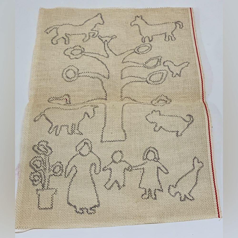 Vintage Figural Shapes Needlepoint Stencil Grid